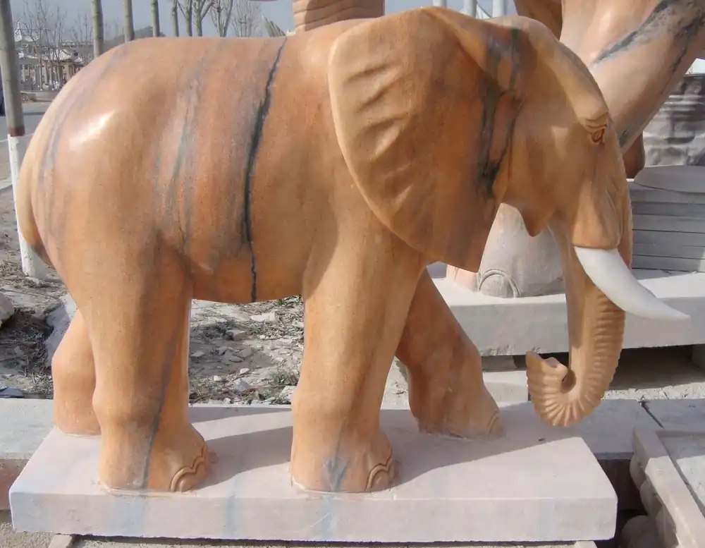 Casa Padrino sculpture en marbre de luxe éléphant beige / blanc 150 cm - Décoration de jardin Preis Gesenkt