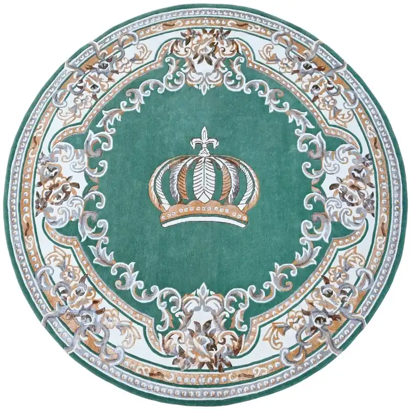 Pompöös de Casa Padrino Tapis Rond Baroque de Luxe Couronne de Harald Glööckler Vert / Blanc / Marron - Différentes Tailles Angebot