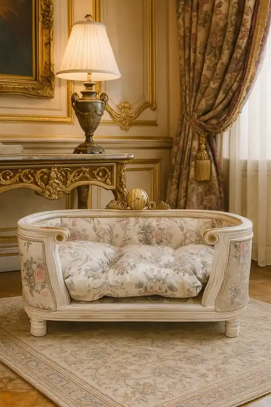 Nur Für Kurze Zeit Pompöös de Casa Padrino lit baroque de luxe pour chien et chat Provence argent / blanc antique