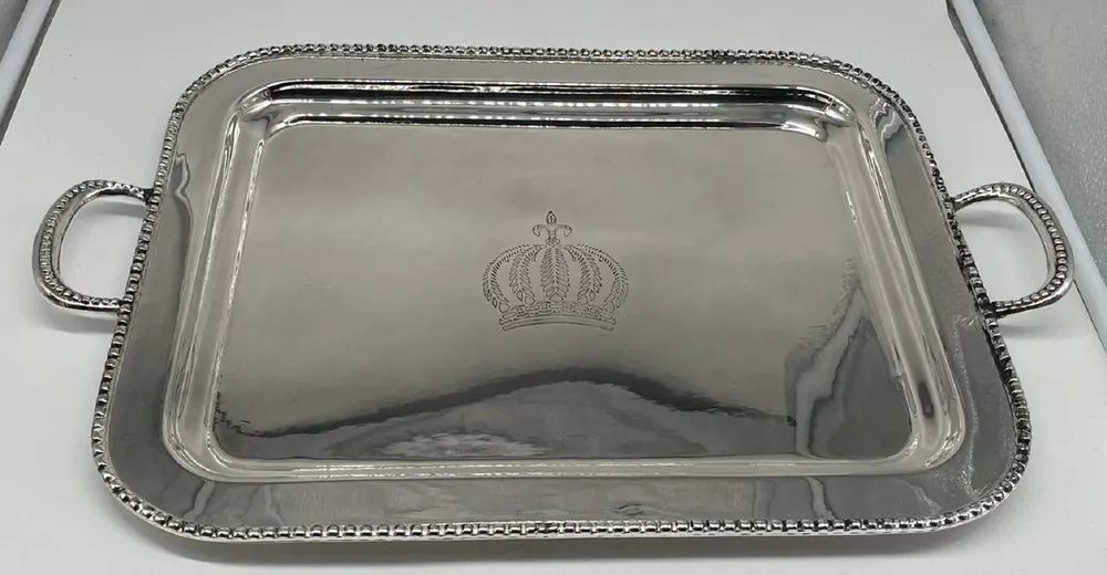 Pompöös by Casa Padrino plateau de service baroque de luxe couronne argent 48 cm - conçu par Harald Glööckler Top-Seller