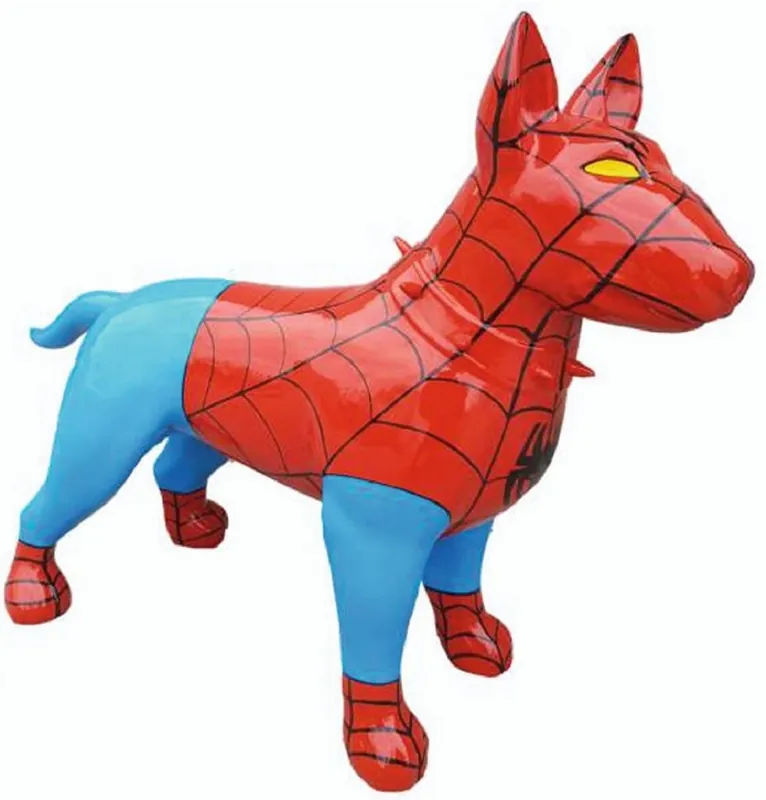 Casa Padrino figurine décorative XXL chien rouge / bleu / noir 116 cm - Sculpture décorative de jardin Bestseller