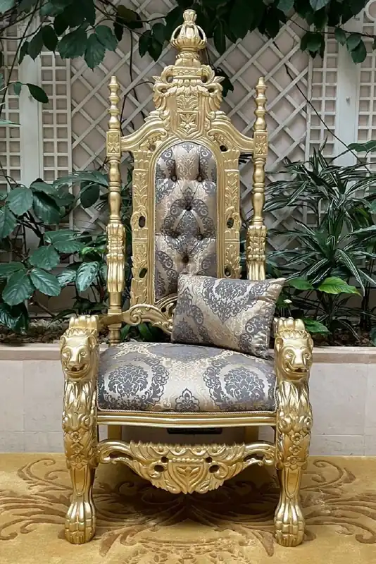 Must-Have Pompöös de Casa Padrino fauteuil trône baroque de luxe Provence or / gris / or - conçu par Harald Glööckler
