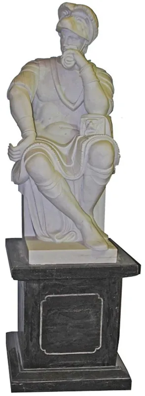 Casa Padrino sculpture en marbre de style antique romain sur colonne côté droit gris / noir H. 200 cm Abverkauf