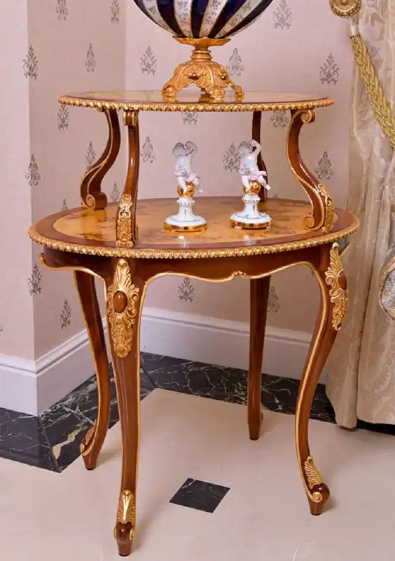 Casa Padrino table d'appoint baroque de luxe marron / naturel / or - Meubles Baroques - Fabriqué en Italie Neue Kollektion