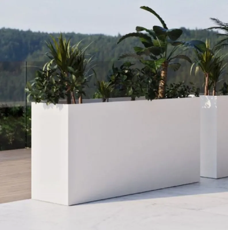 Casa Padrino pot de fleurs de luxe blanc mat 160 cm - Cache pot rectangulaire Geprüft