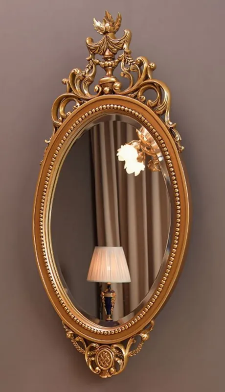 Casa Padrino miroir baroque de luxe marron / or H. 102 cm - Miroir mural ovale de style baroque - Fabriqué en Italie Letzte Chance