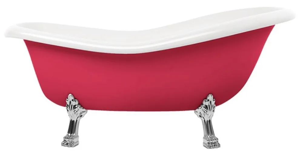 Casa Padrino baignoire Art Nouveau rouge / blanc / argent 168 cm - Baignoire autoportante style rétro Zertifiziert