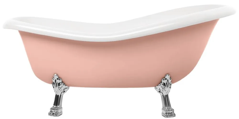 Casa Padrino baignoire Art Nouveau rose / blanc / argent 168 cm - Baignoire autoportante style rétro Bestpreis
