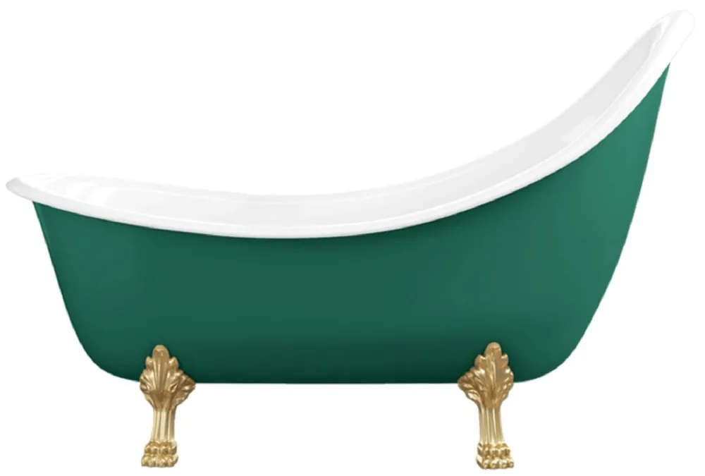 Casa Padrino baignoire Art Nouveau vert / blanc / or 180 cm - Baignoire autoportante style rétro Sichere Zahlung