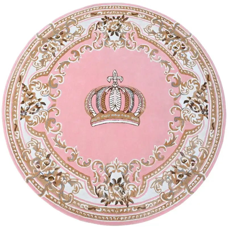 Günstig Pompöös de Casa Padrino Tapis Rond Baroque de Luxe Couronne de Harald Glööckler Rose / Blanc / Marron - Différentes Tailles