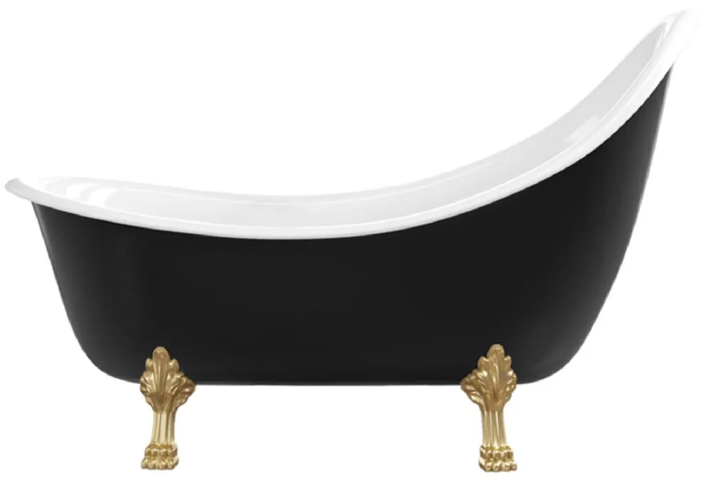 Casa Padrino baignoire Art Nouveau noir / blanc / or 180 cm - Baignoire autoportante style rétro Nur Für Kurze Zeit