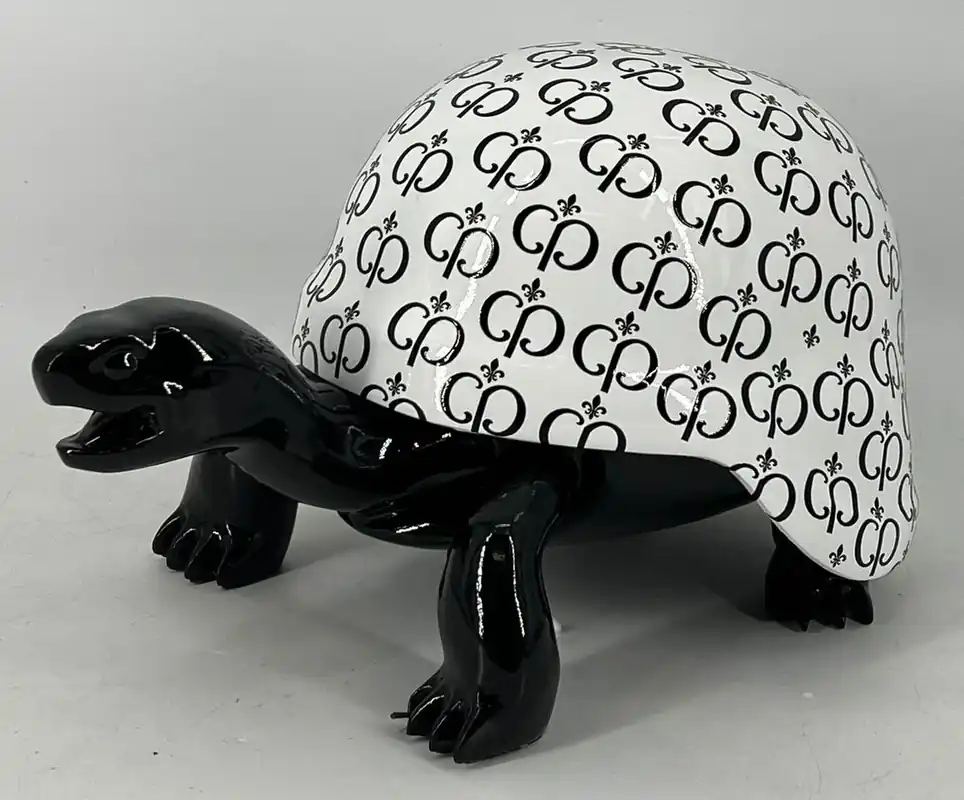 Nur Heute Casa Padrino figurine décorative de luxe tortue noir / blanc 40 cm - Accessoires de décoration