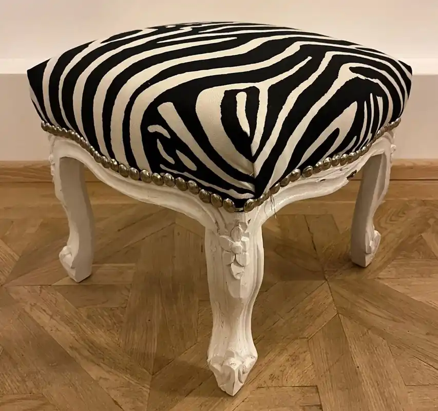 Rabatt Casa Padrino repose pieds baroque au design zèbre noir / blanc - Tabouret style baroque - Meubles baroques