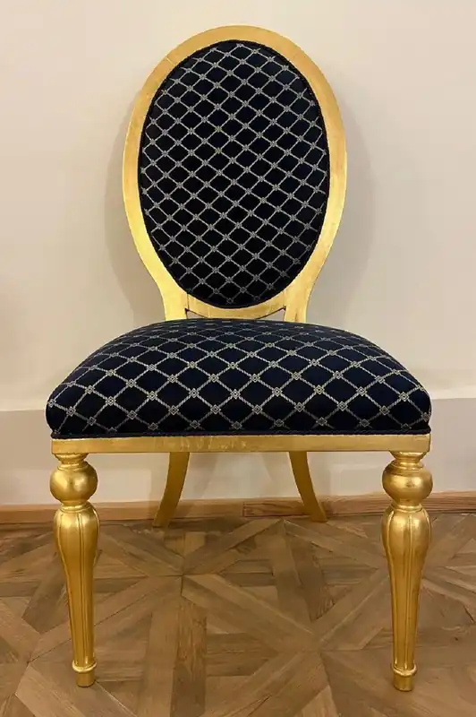 Casa Padrino chaise de salle à manger baroque avec motif noir / or - Meubles de salle à manger de style baroque Must-Have