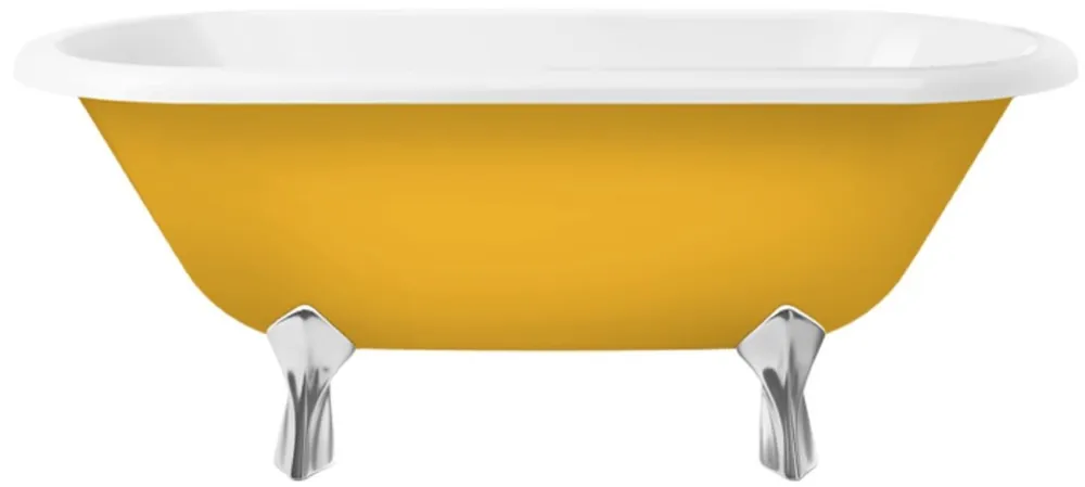Top-Seller Casa Padrino baignoire Art Nouveau jaune / blanc / argent 170 cm - Baignoire autoportante style rétro