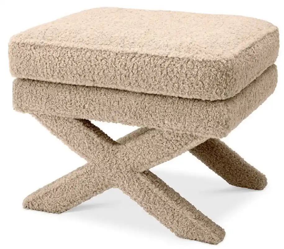 Casa Padrino tabouret de luxe sable - Tabouret rectangulaire - Tabouret croisé - Meubles de luxe Expressversand