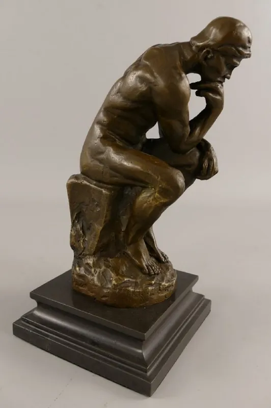 Casa Padrino Figurine Décorative en Bronze Art Deco Le Penseur Bronze / Noir H. 26 cm Neu