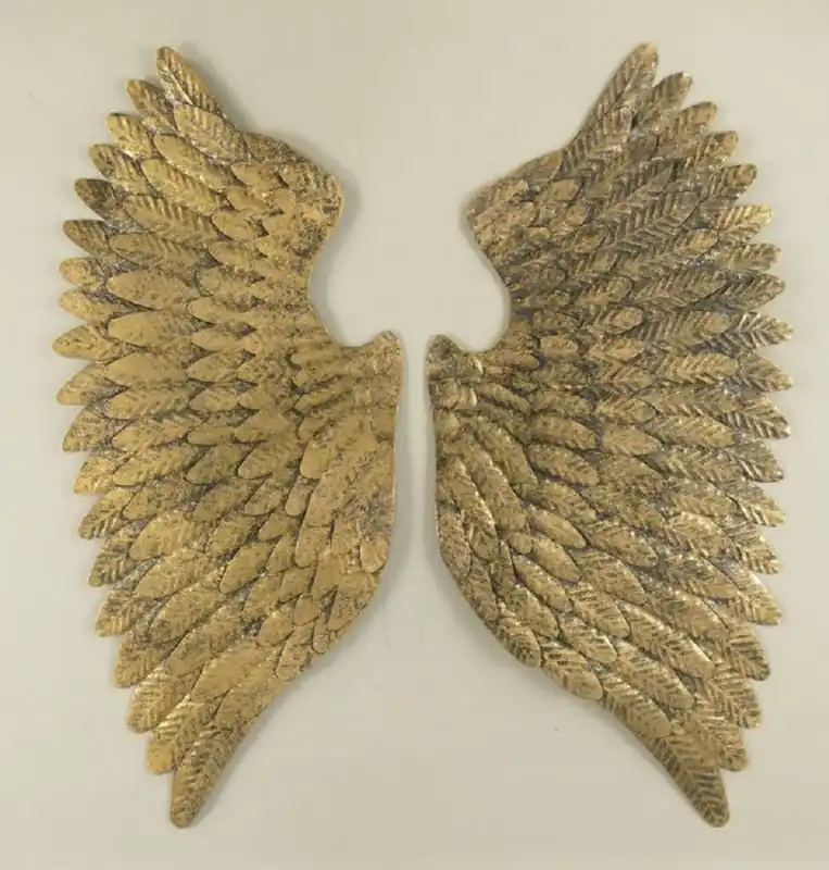 Neu Casa Padrino ensemble d'ailes de décoration murale en métal or / noir 80 x H. 74 cm