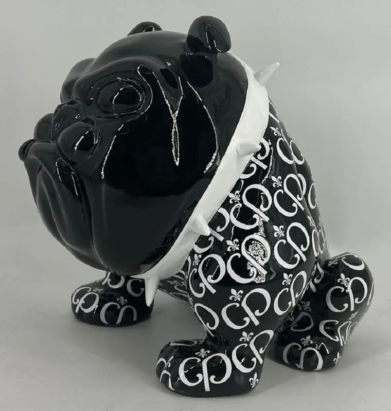 Casa Padrino figurine décorative de luxe chien bouledogue noir / blanc 20 cm - Sculpture décorative Ausverkauf
