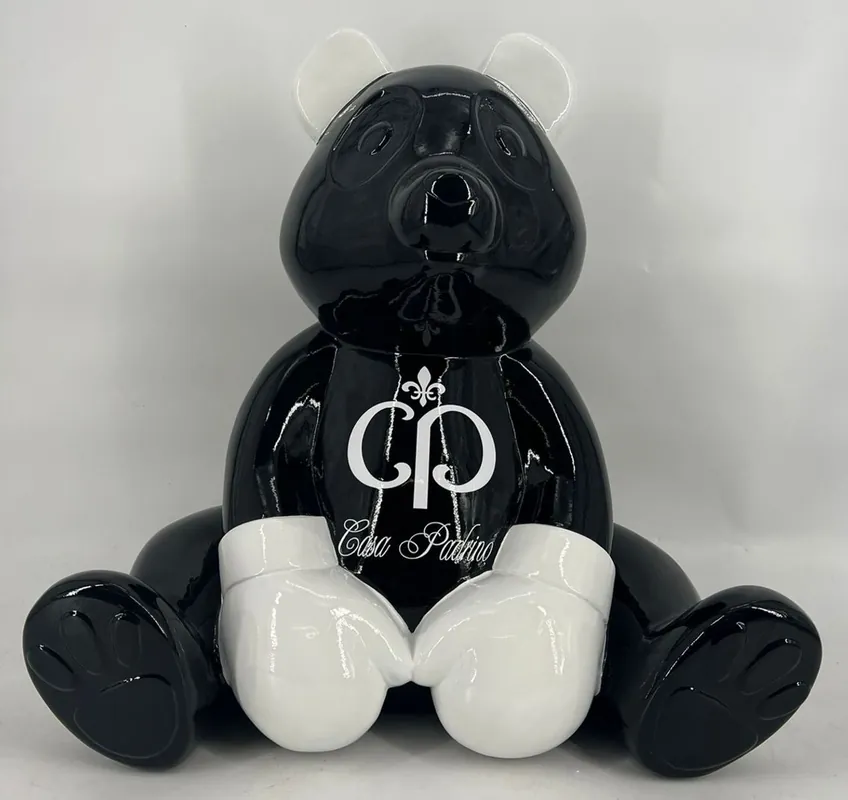 Sonderaktion Casa Padrino figurine décorative de luxe ours en peluche boxeur noir / blanc 50 cm - Sculpture décorative