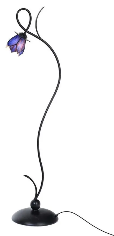 Sonderangebot Casa Padrino Lampadaire Tiffany Art Déco Noir / Bleu H. 158 cm - Lampes Tiffany