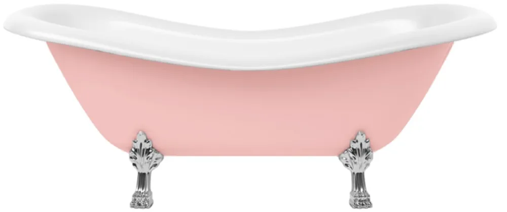 Nur Für Kurze Zeit Casa Padrino baignoire Art Nouveau rose / blanc / argent 188 cm - Baignoire autoportante style rétro