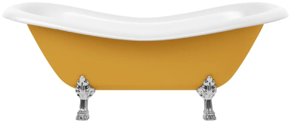 Garantierte Lieferung Casa Padrino baignoire Art Nouveau jaune / blanc / argent 188 cm - Baignoire autoportante style rétro