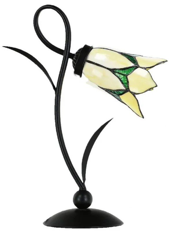 Casa Padrino Lampe de Table Tiffany Art Déco Noir / Jaune / Vert H. 40 cm - Lampes Tiffany Markenprodukt