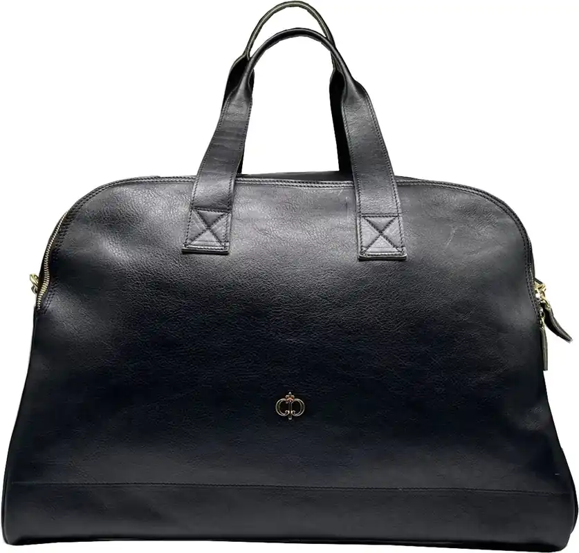 Saisonangebot Casa Padrino sac de voyage de luxe en cuir véritable noir / or 50 cm - Fabriqué en Italie