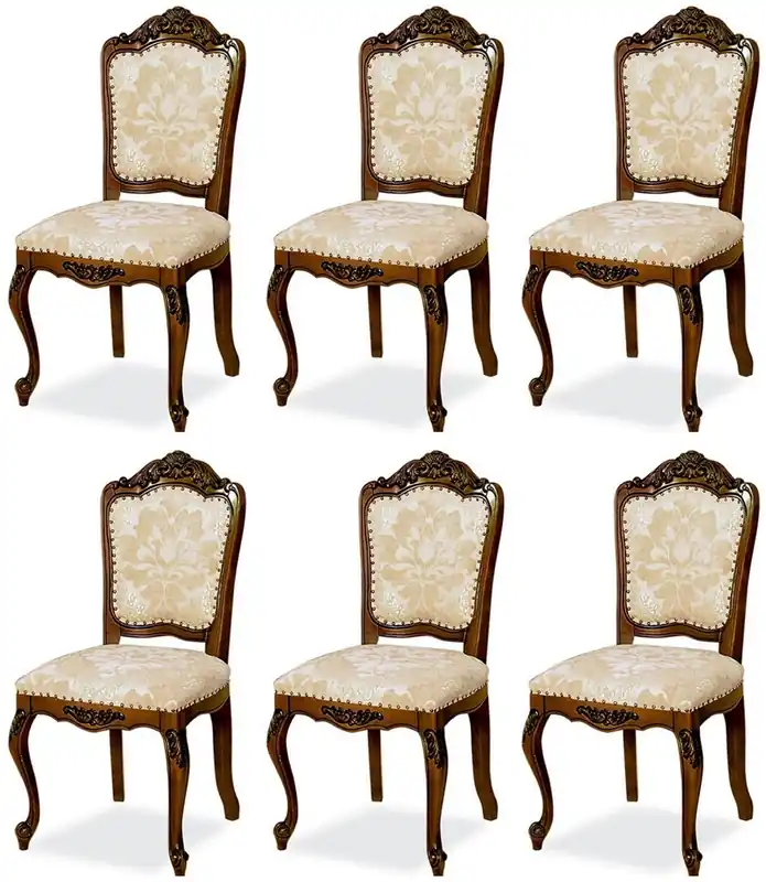 Casa Padrino ensemble de 6 chaises de salle à manger baroque de luxe beige / marron H. 103 cm - Meubles de salle à manger baroques Sonderaktion