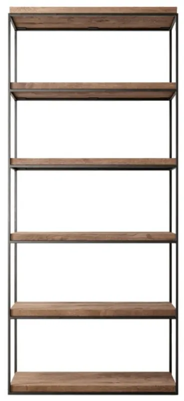 Casa Padrino armoire étagère de luxe en métal avec étagères rustiques en chêne noir / marron H. 230 cm Preisknaller