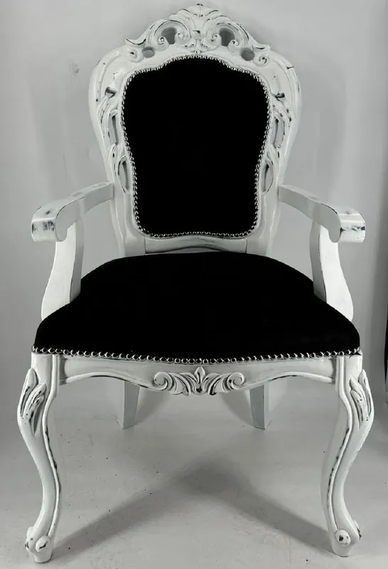 Casa Padrino chaise de salle à manger baroque de luxe noir / blanc antique - Meubles de salle à manger de style baroque Expressversand