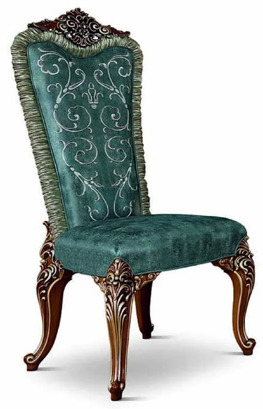 Must-Have Casa Padrino Chaise de Salle à Manger Baroque de Luxe Vert / Marron / Or - Fabriquée en Italie