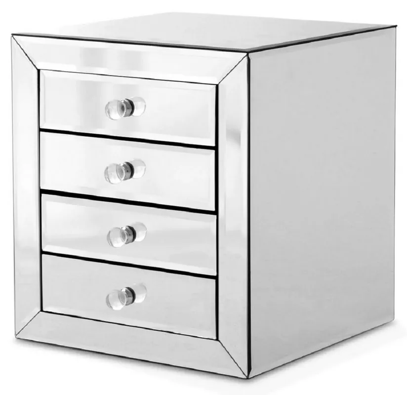Top-Angebot Casa Padrino commode de nuit de luxe avec 4 tiroirs - Table de chevet miroir - Meubles de luxe