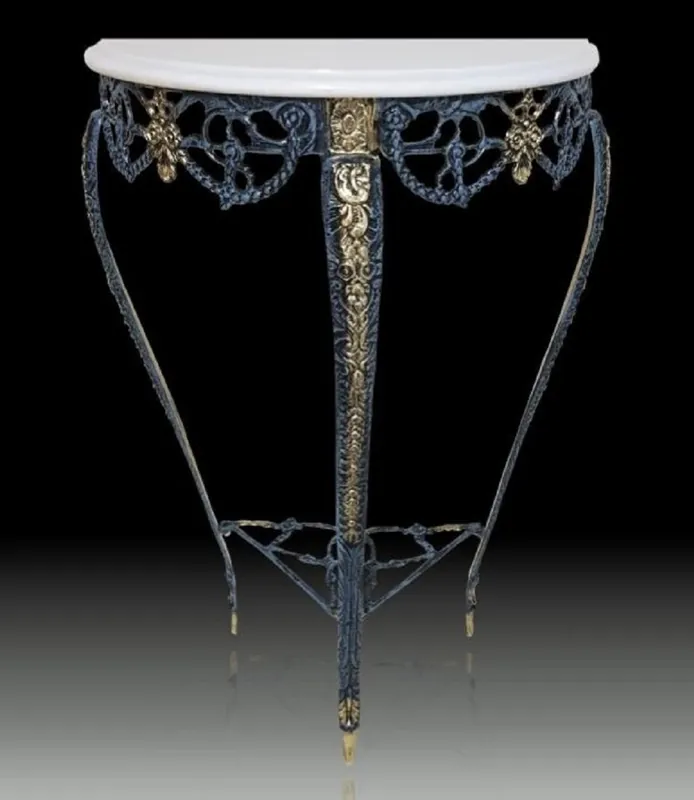 Casa Padrino console baroque de luxe avec dessus en marbre bleu / or / blanc H. 80 cm - Meubles baroques Billig