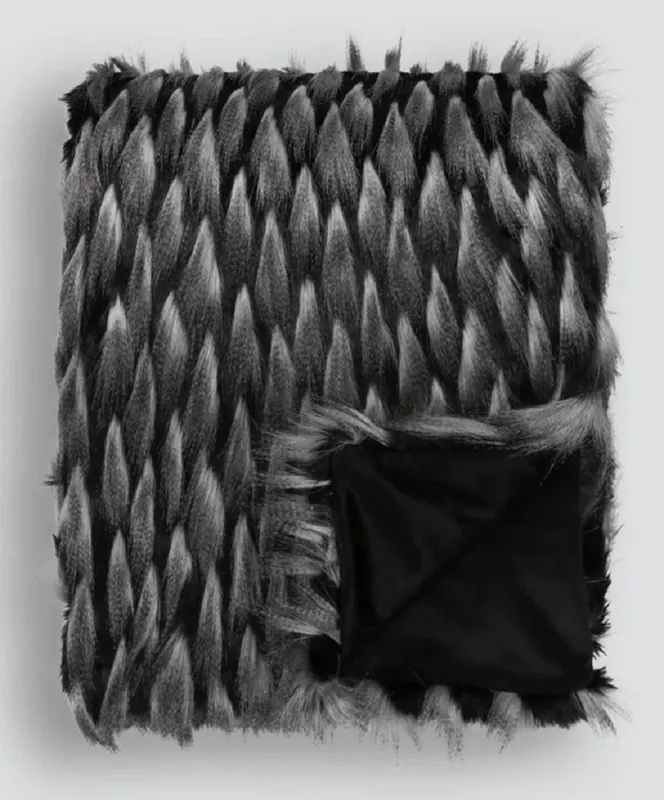 Casa Padrino couverture de luxe noir / gris 150 x 240 cm - Couverture en fausse fourrure Ausverkauf