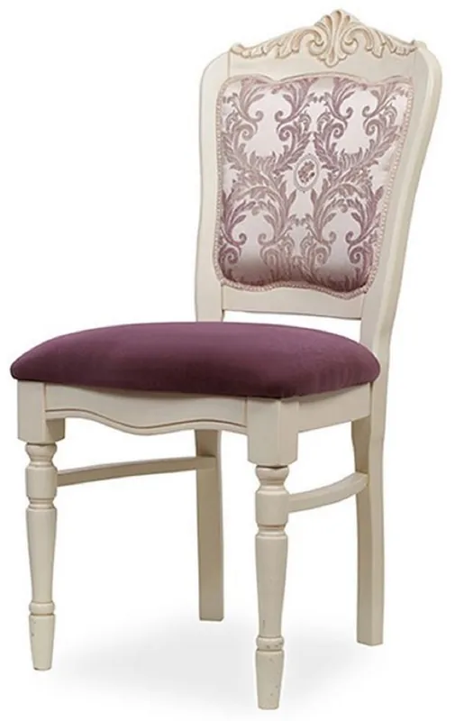 Begrenztes Angebot Casa Padrino chaise de salle à manger baroque de luxe violet / crème H. 104 cm - Meubles de salle à manger baroques