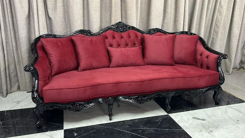 Casa Padrino canapé de salon baroque de luxe bordeaux rouge / noir 250 cm - Meubles de salon de style baroque Billig