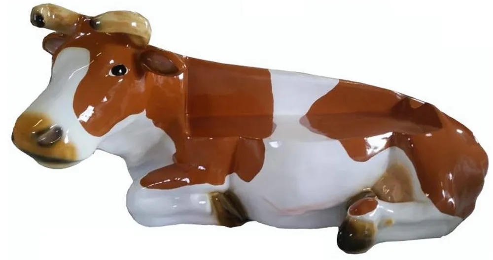 Casa Padrino banc de jardin vache marron / blanc 200 cm - Banc de jardin résistant aux intempéries Jetzt Kaufen