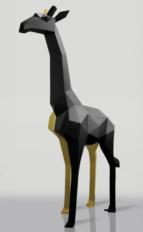 Highlight Casa Padrino sculpture décorative XXL girafe noir / or H. 200 cm - Figure de décoration de jardin abstraite