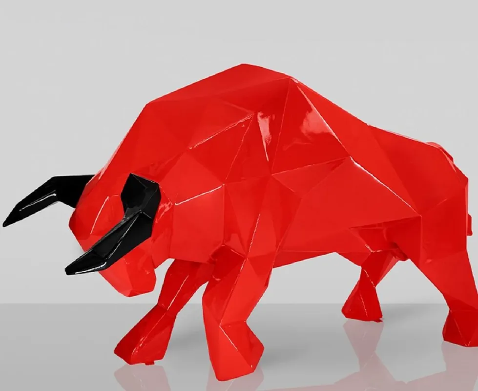 Geprüft Casa Padrino sculpture décorative XXL taureau rouge / noir 220 cm - Figure de décoration de jardin abstraite grandeur nature