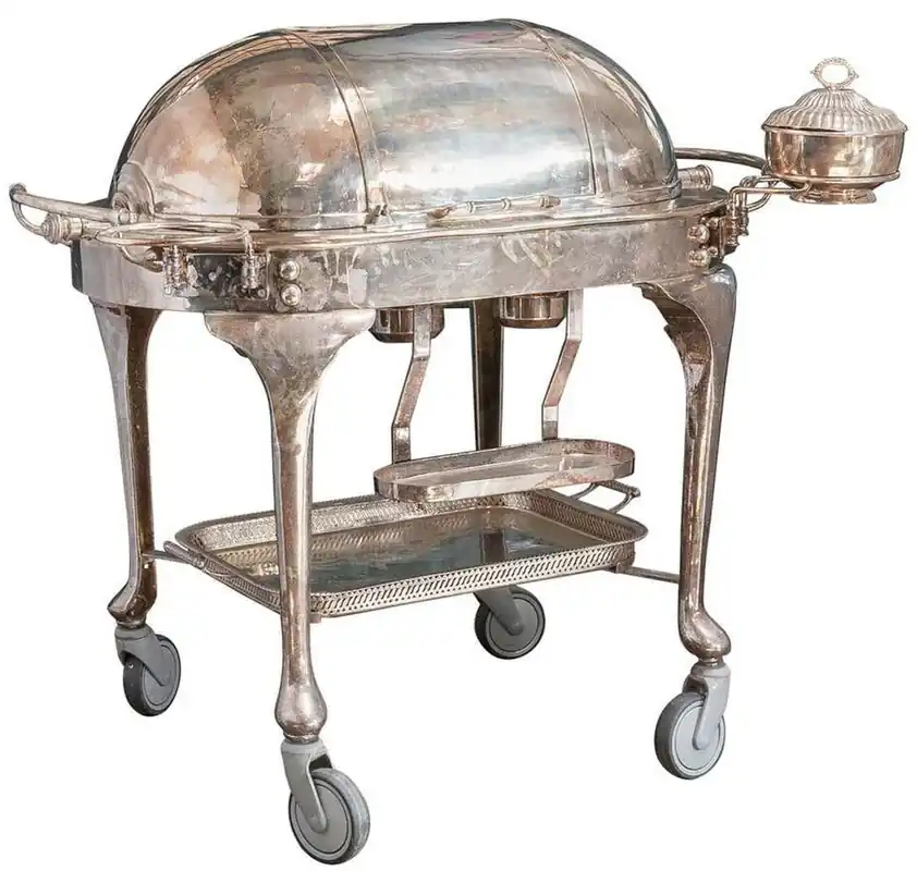 Abverkauf Casa Padrino chariot de service d'hôtel baroque de luxe argent - Chariot de style baroque - Accessoires d'hôtel