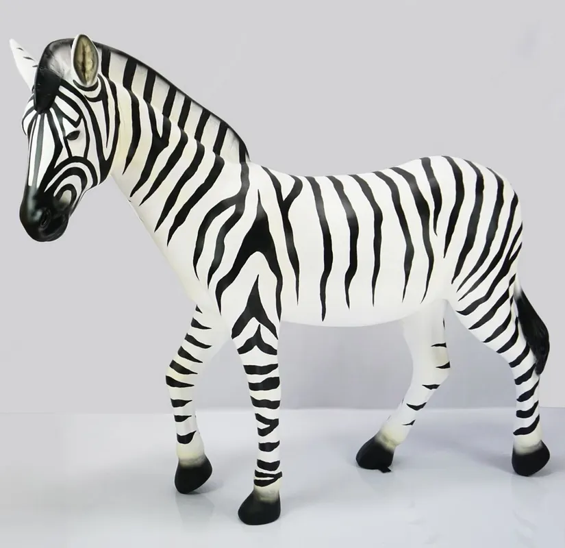 Casa Padrino sculpture décorative XXL zèbre blanc / noir 185 cm - Figurine de jardin grandeur nature Wochenendangebot