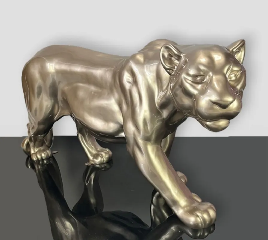 Jetzt Kaufen Casa Padrino sculpture décorative XXL panthère or métallique 160 x H. 72 cm - Figurine de jardin grandeur nature