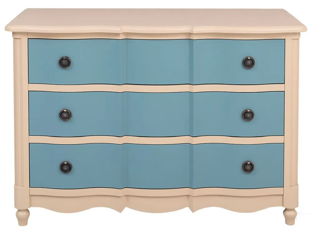 Casa Padrino commode de style campagnard avec 3 tiroirs beige / bleu 130 cm - Meubles de style de style campagnard Super-Preis