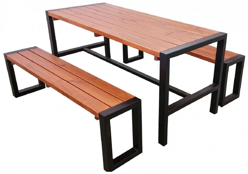 Casa Padrino table de jardin avec 2 bancs marron / noir - Meubles de jardin Online Kaufen