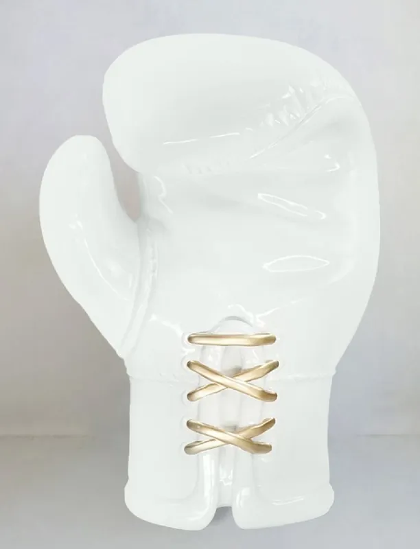 Garantierte Lieferung Casa Padrino sculpture de boxe décorative XXL blanc / or H. 120 cm - Décoration de salon & bureau