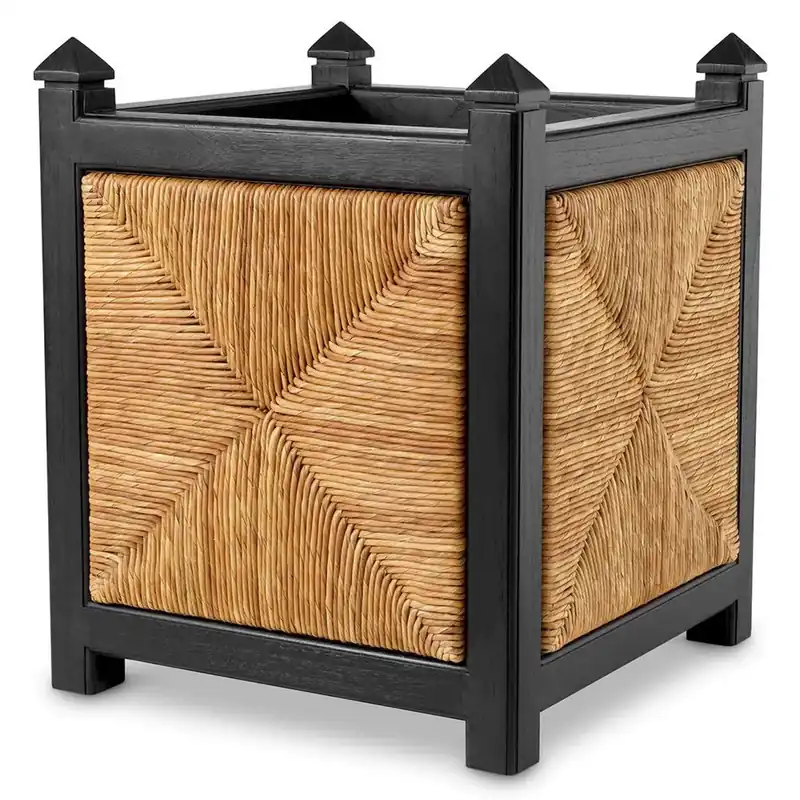 Ausverkauf Casa Padrino pot de fleurs de luxe naturel / noir H. 80 cm - Pot de plante carré