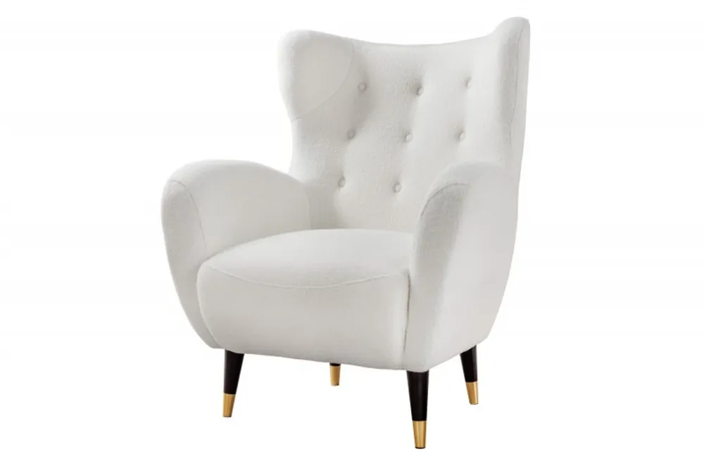 Fauteuil Chesterfield blanc / noir / fauteuil à oreilles doré de Casa Padrino Beliebt