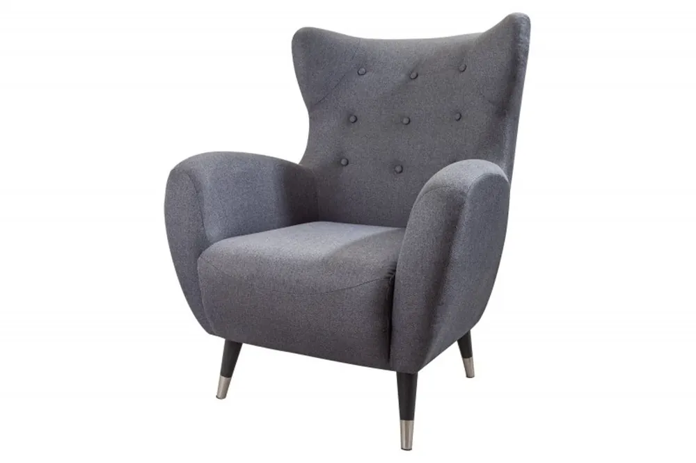 Heißes Angebot Fauteuil à oreilles Chesterfield gris / argent / noir de Casa Padrino